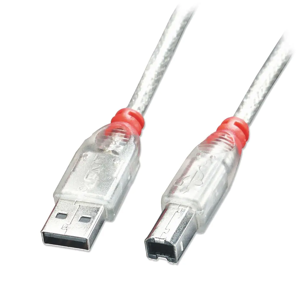 Lindy - USB-Kabel - USB (M) bis USB Typ B (M) - USB 2.0 - 2 m - geformt - durchsichtig Lindy - USB-Kabel - USB (M) bis USB Typ B (M) - USB 2.0 - 2 m - geformt - durchsichtig