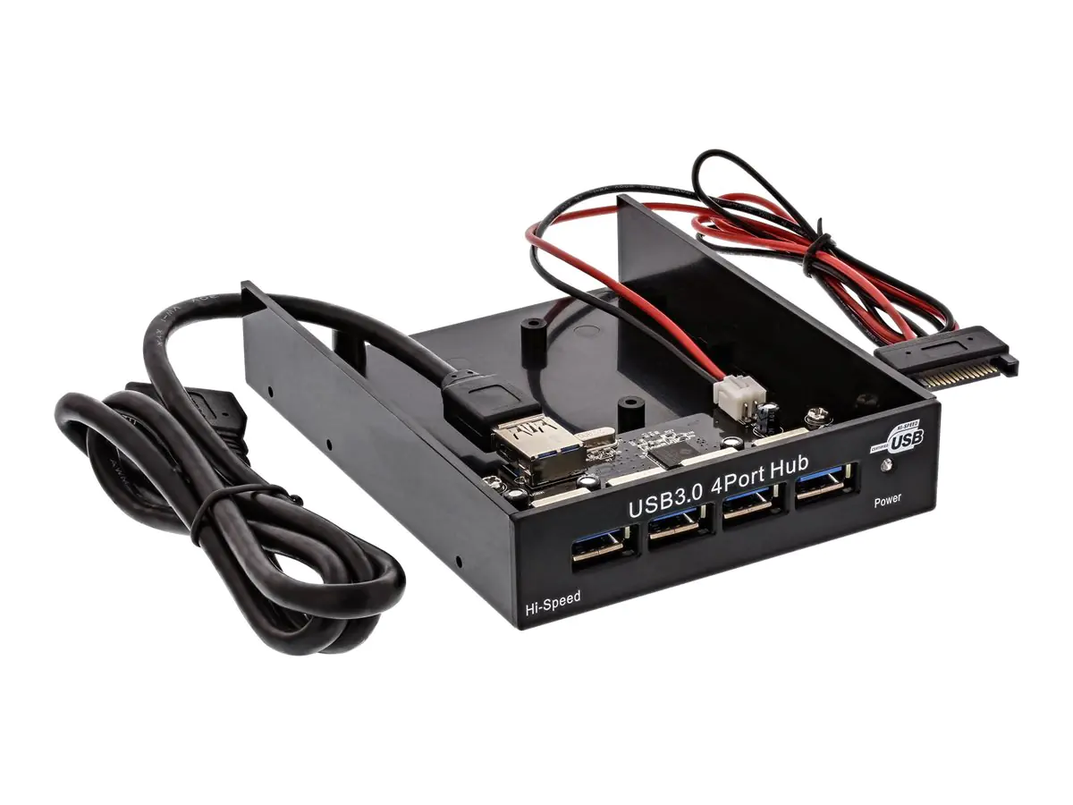 InLine USB 3.0 Hub - 4-fach für den 8,89cm (3,5") Schacht - schwarz 33395B