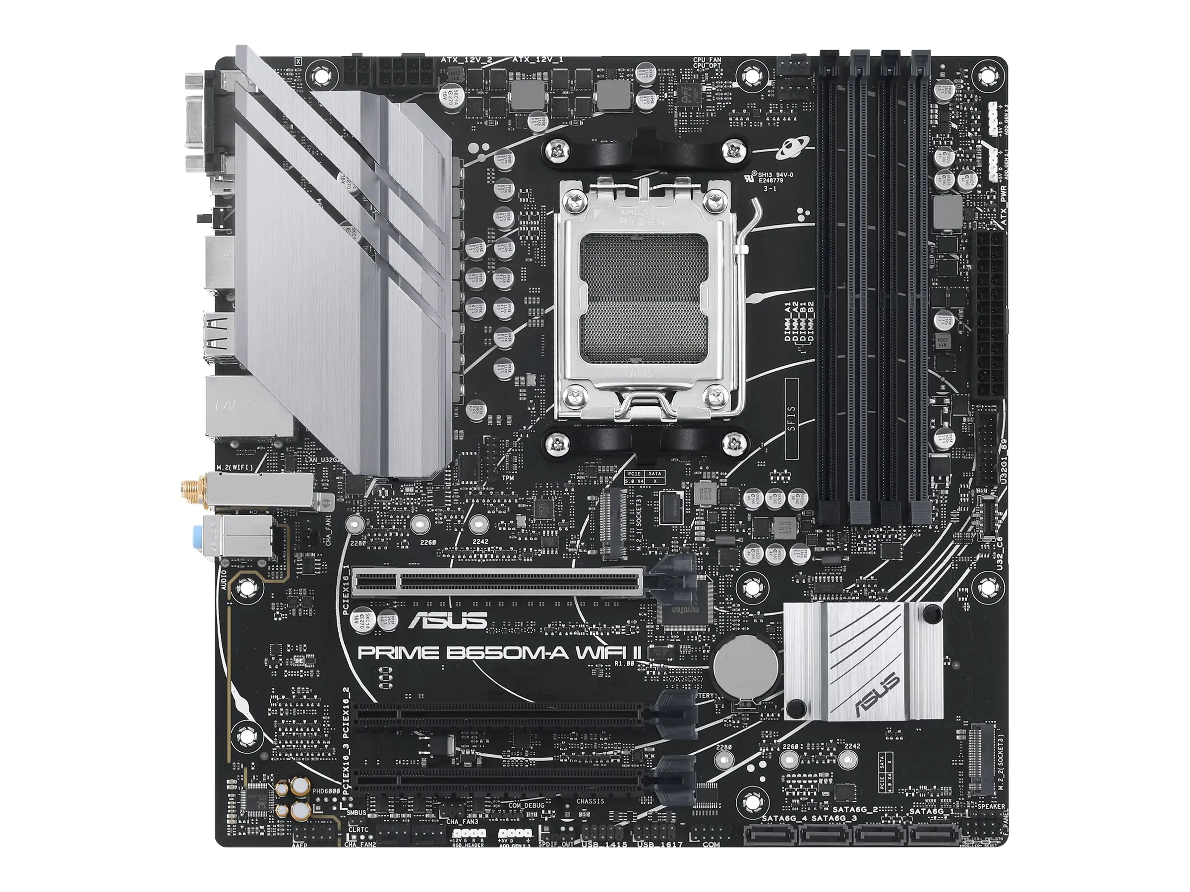 ASUS PRIME B650M-A WIFI II - Motherboard - micro ATX - Socket AM5 - AMD B650 Chipsatz - USB 3.2 Gen 1, USB 3.2 Gen 2, USB-C 3.2 Gen 1 - 2.5 Gigabit LAN, Wi-Fi 6, Bluetooth - Onboard-Grafik (CPU erforderlich) 90MB1EG0-M0EAY0