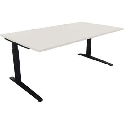 Schreibtisch Kufe Einzels. Quadrat B1800xT1000xH650-850 an/Weiß