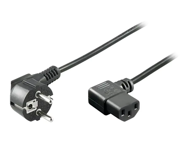 goobay NK 102 S-500 - Stromkabel - power IEC 60320 C13 zu power CEE 7/7 (M) - Wechselstrom 250 V - 5 m - 90°-Stecker, right-angled connector - Schwarz