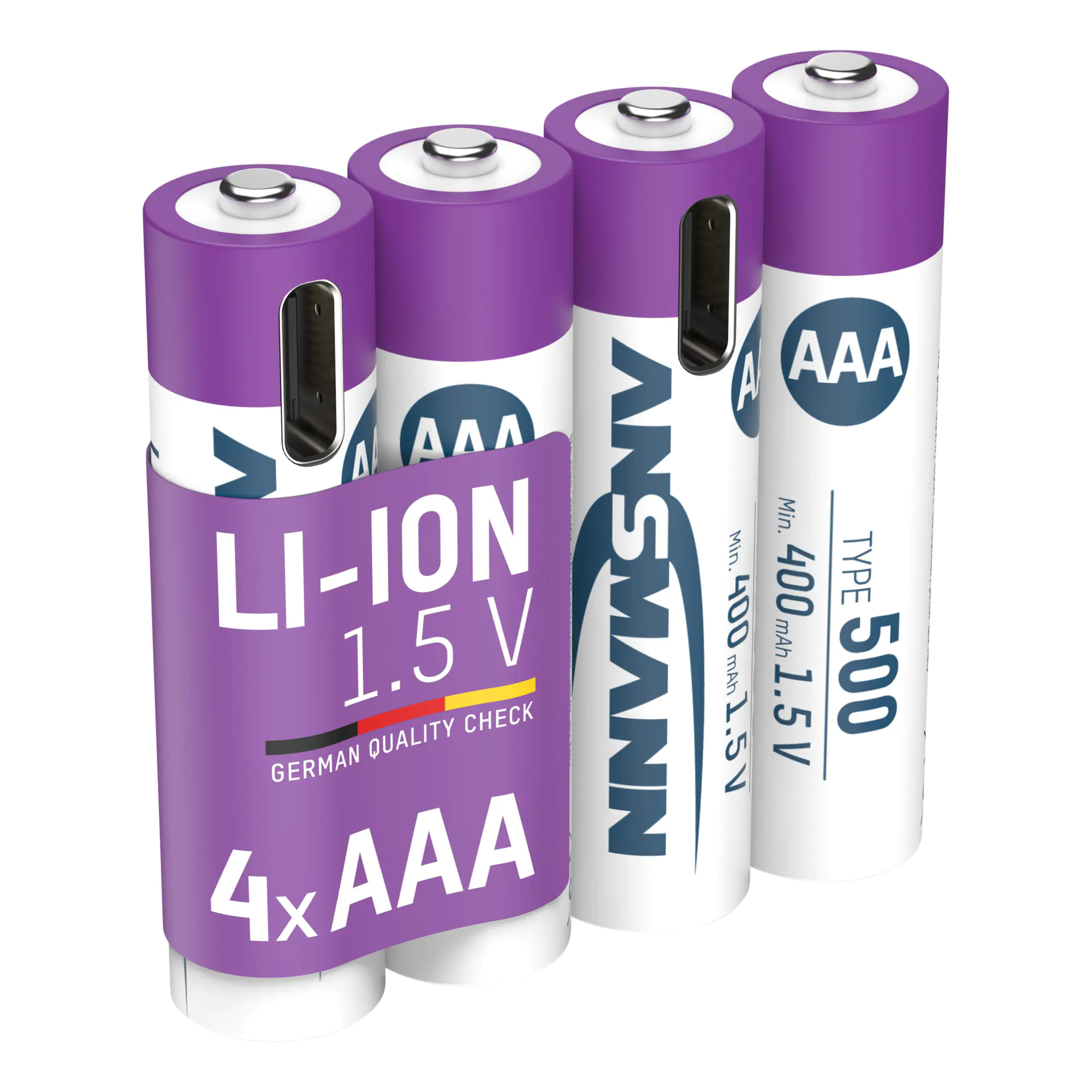 Ansmann LR03 USB-C Micro AAA -Akku Li-Ion 500 mAh 1.5 V 4 St. Ansmann LR03 USB-C Micro AAA -Akku Li-Ion 500 mAh 1.5 V 4 St.