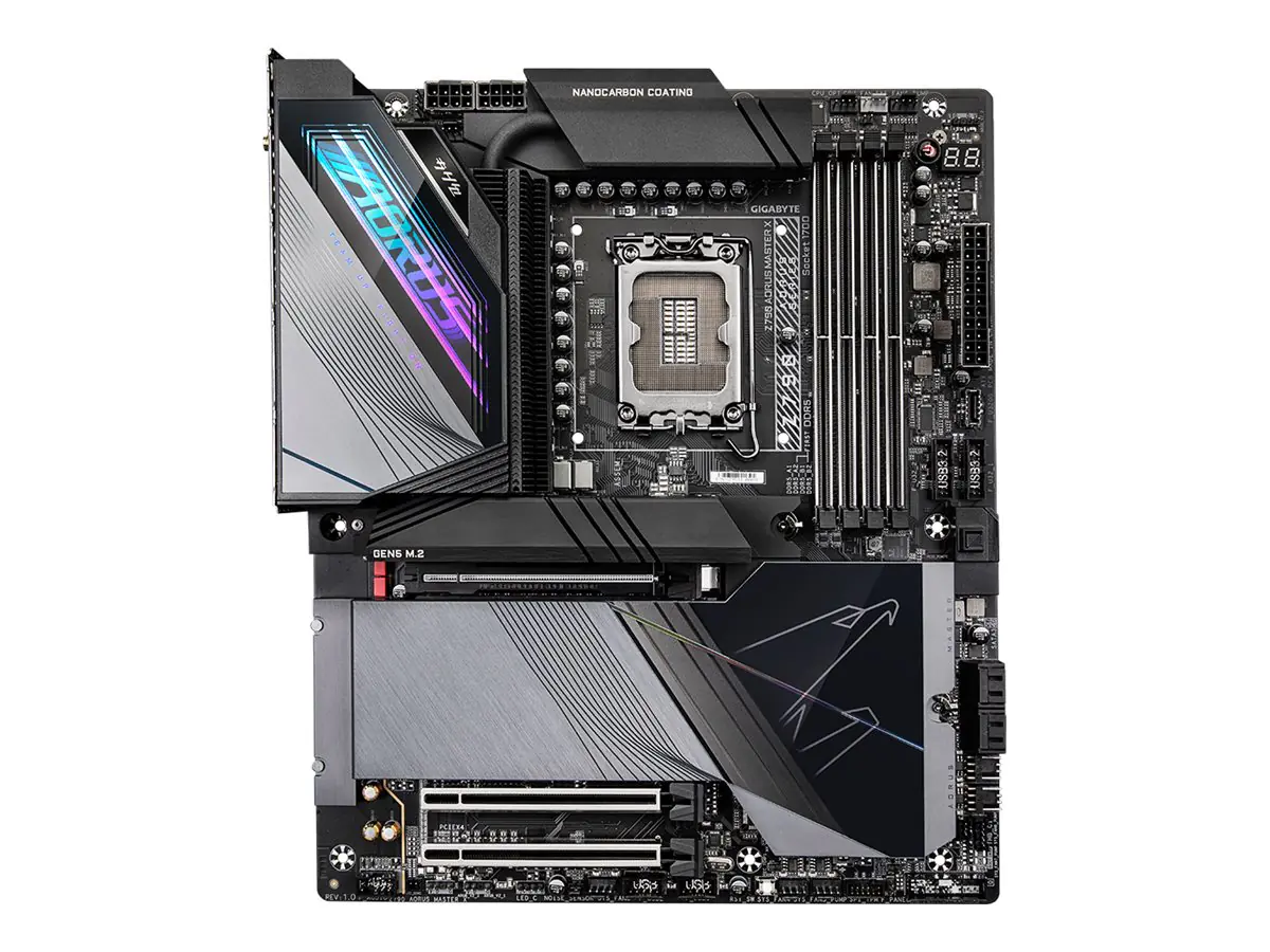 Gigabyte Z790 AORUS MASTER X - 1.0 - Motherboard - E-ATX - LGA1700-Sockel - Z790 Chipsatz - USB 3.2 Gen 1, USB 3.2 Gen 2, USB-C Gen 2x2, USB-C 3.2 Gen 1 - 10 Gigabit LAN, Bluetooth, Wi-Fi 7 - Onboard-Grafik (CPU erforderlich) - HD Audio (5.1-Channel)