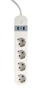 Gembird TSL-PS-S4U-01-W - Smart Power-Steckdosenleiste - Wechselstrom 230 V - 3680 Watt - Wi-Fi - Eingabe, Eingang Typ F - Ausgangsanschlüsse: 4 (Typ F, 2 x USB, 24 pin USB-C) - 1.5 m Schnur - weiß
