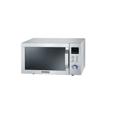 SEVERIN Mikrowelle MW 7774 48,3 x 28,1 x 43,5 cm (B x H x T) 25l 900W Pizza-Teller (Ø: ca. 28 cm), Grillrost, antihaftbeschichteter Crispy Teller Edelstahl, gebürstet