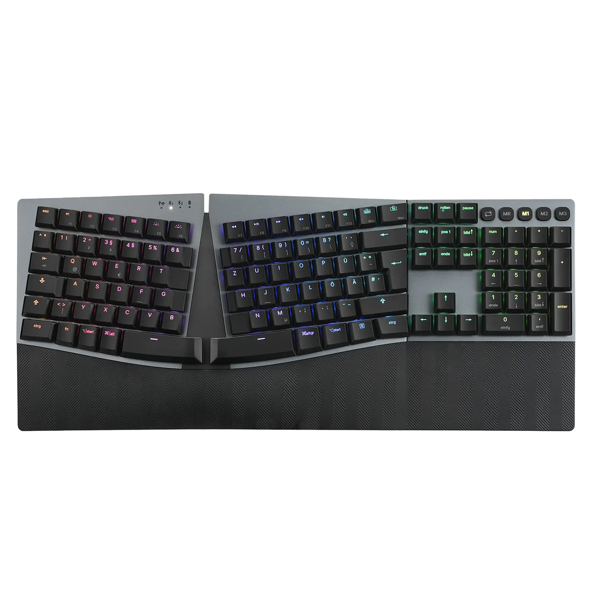 Perixx PERIBOARD-835 BR DE kabellose RGB-beleuchtete ergo mechanische