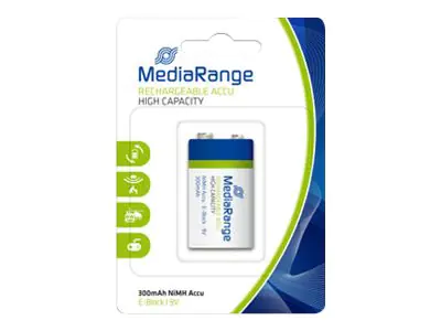 MediaRange MRBAT124 - Batterie 6HR61 - NiMH - (wiederaufladbar) - 300 mAh MediaRange MRBAT124 - Batterie 6HR61 - NiMH - (wiederaufladbar) - 300 mAh