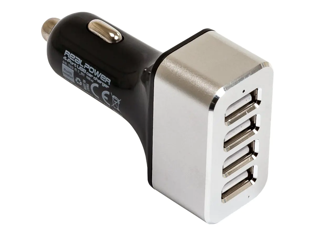 RealPower 4-Port USB car charger - Auto-Netzteil - 2400 mA - 4 Ausgabeanschlussstellen (4 x USB) 176636
