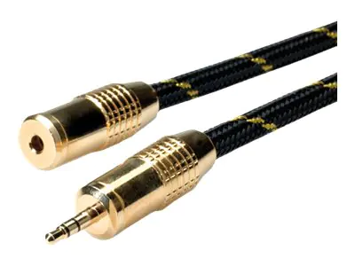 Roline Gold - Audioverlängerungskabel - mini-phone stereo 3.5 mm weiblich zu mini-phone stereo 3.5 mm männlich - 5 m - abgeschirmt - Schwarz, Gold