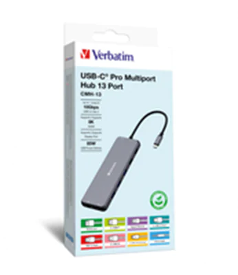 Verbatim CMH 13 - Hub - 2 x HDMI + 2 x USB-C (Spannungsversorgung) + 3 x USB-A 3.2 Gen 1 + 1 x DisplayPort - Desktop Verbatim CMH 13 - Hub - 2 x HDMI + 2 x USB-C (Spannungsversorgung) + 3 x USB-A 3.2 Gen 1 + 1 x DisplayPort - Desktop