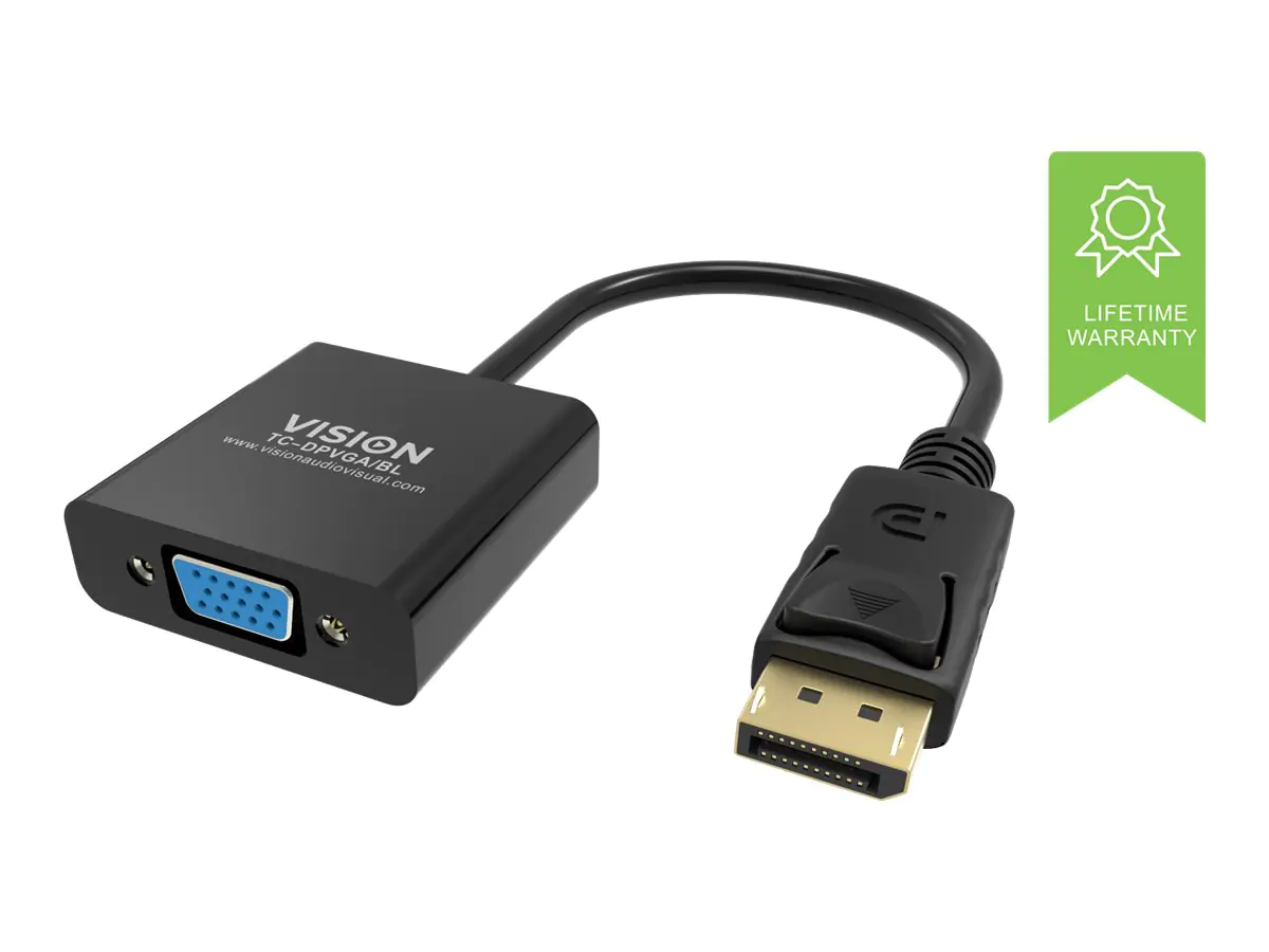 Vision Professional - Videoadapter - DisplayPort (M) zu HD-15 (VGA) (W) - Schwarz Vision Professional - Videoadapter - DisplayPort (M) zu HD-15 (VGA) (W) - Schwarz