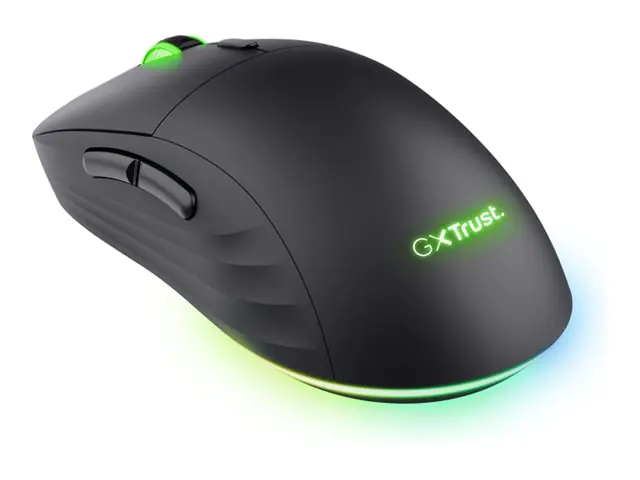Trust GXT 927 REDEX+ - Maus - leistungsstarke, einstellbare RGB-Beleuchtung - Für Rechtshänder - Laser - 6 Tasten - kabellos - 2.4 GHz - kabelloser Empfänger (USB) 25127