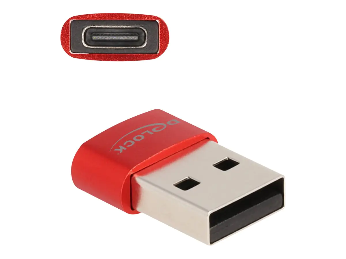 Delock - USB-Adapter - USB (M) zu 24 pin USB-C (W) - USB 2.0 - 5 V - 3 A - Rot Delock - USB-Adapter - USB (M) zu 24 pin USB-C (W) - USB 2.0 - 5 V - 3 A - Rot