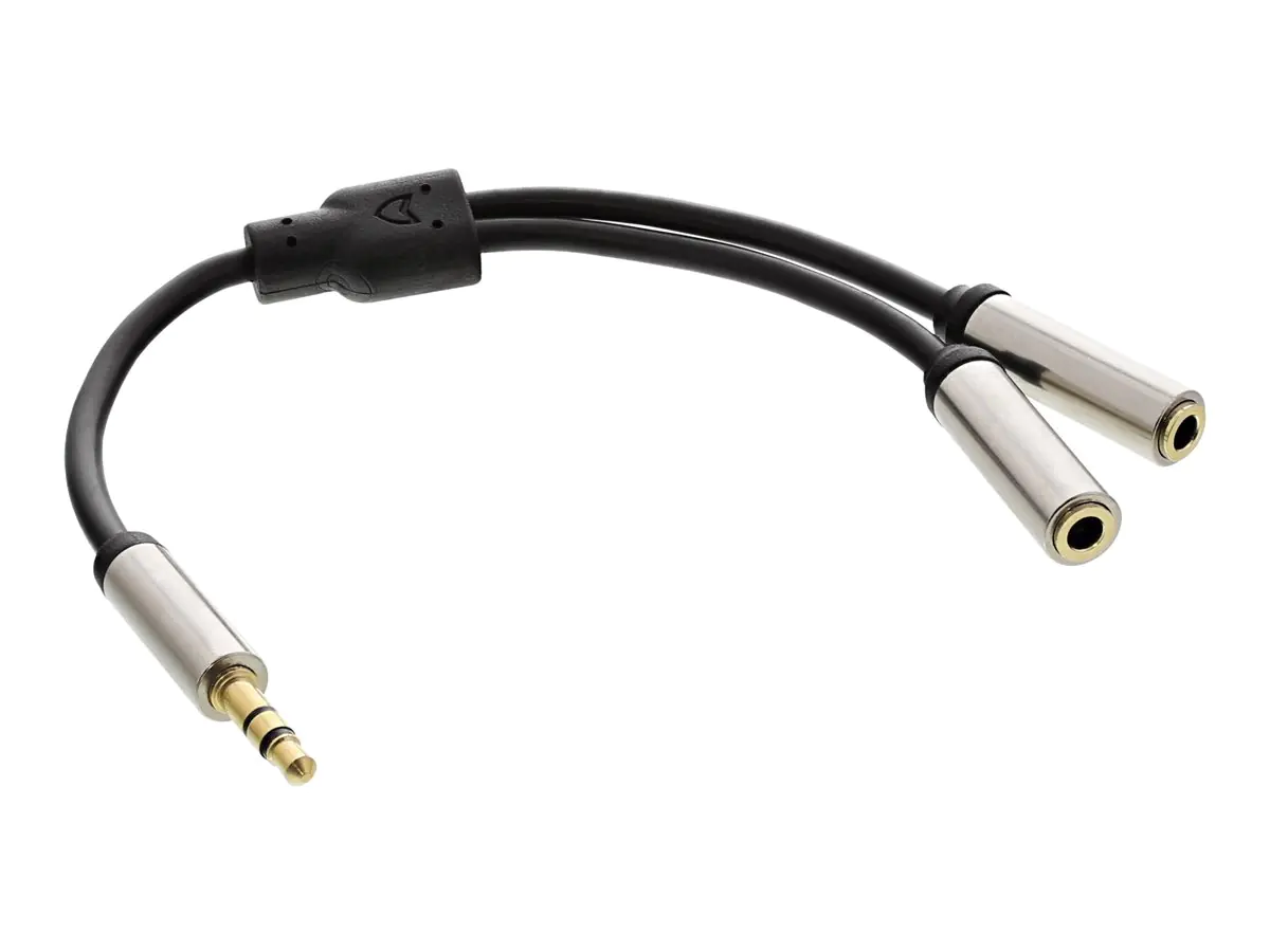 InLine Slim Audio Y-Kabel Klinke 3,5mm ST an 2x Klinke BU - 0,15m 99250