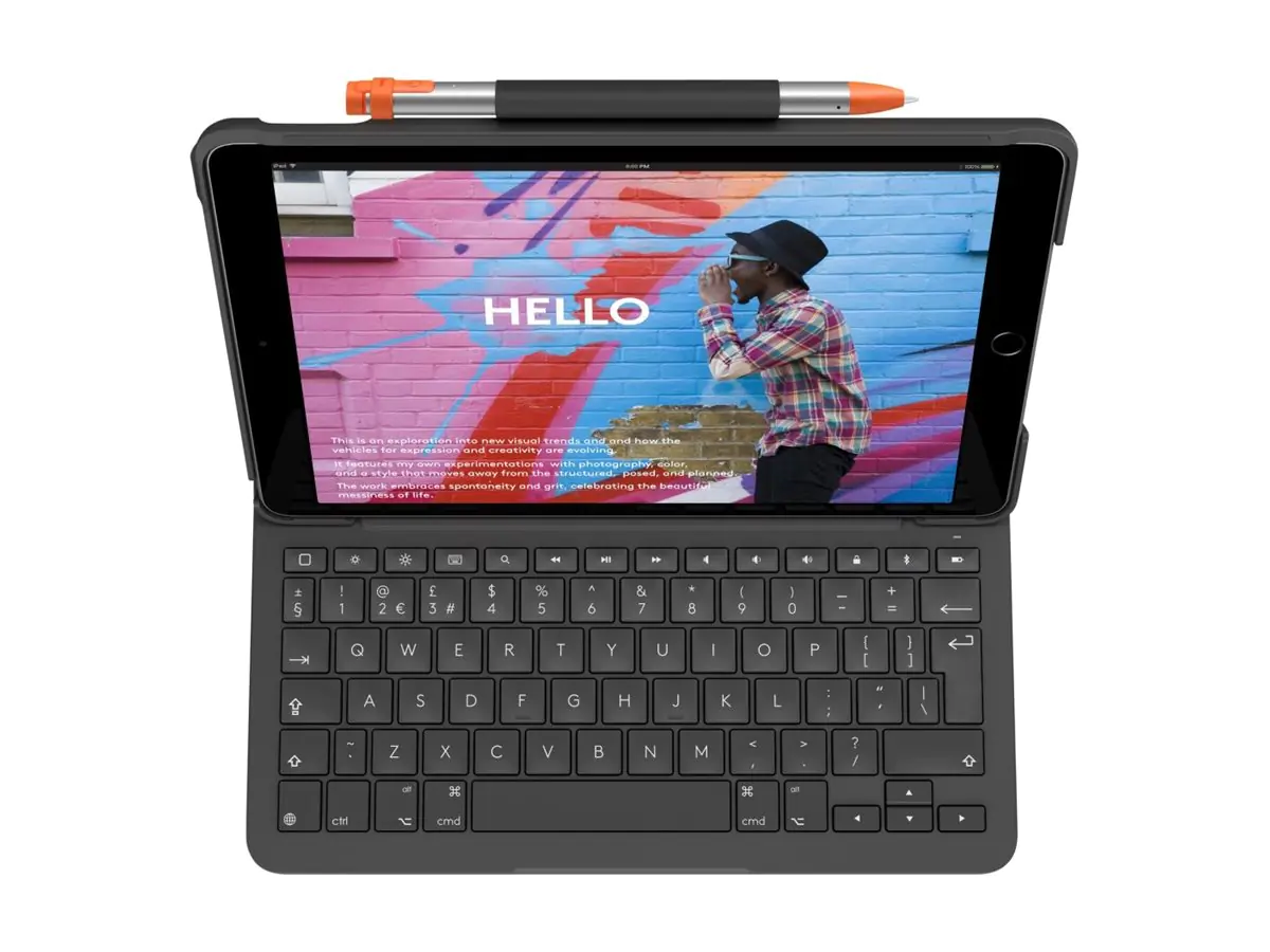 Logitech Slim Folio - Tastatur und Foliohülle - kabellos - Bluetooth - QWERTZ - Deutsch - Graphite - für Apple 10.2-inch iPad (7. Generation, 8. Generation, 9. Generation) 920-009474