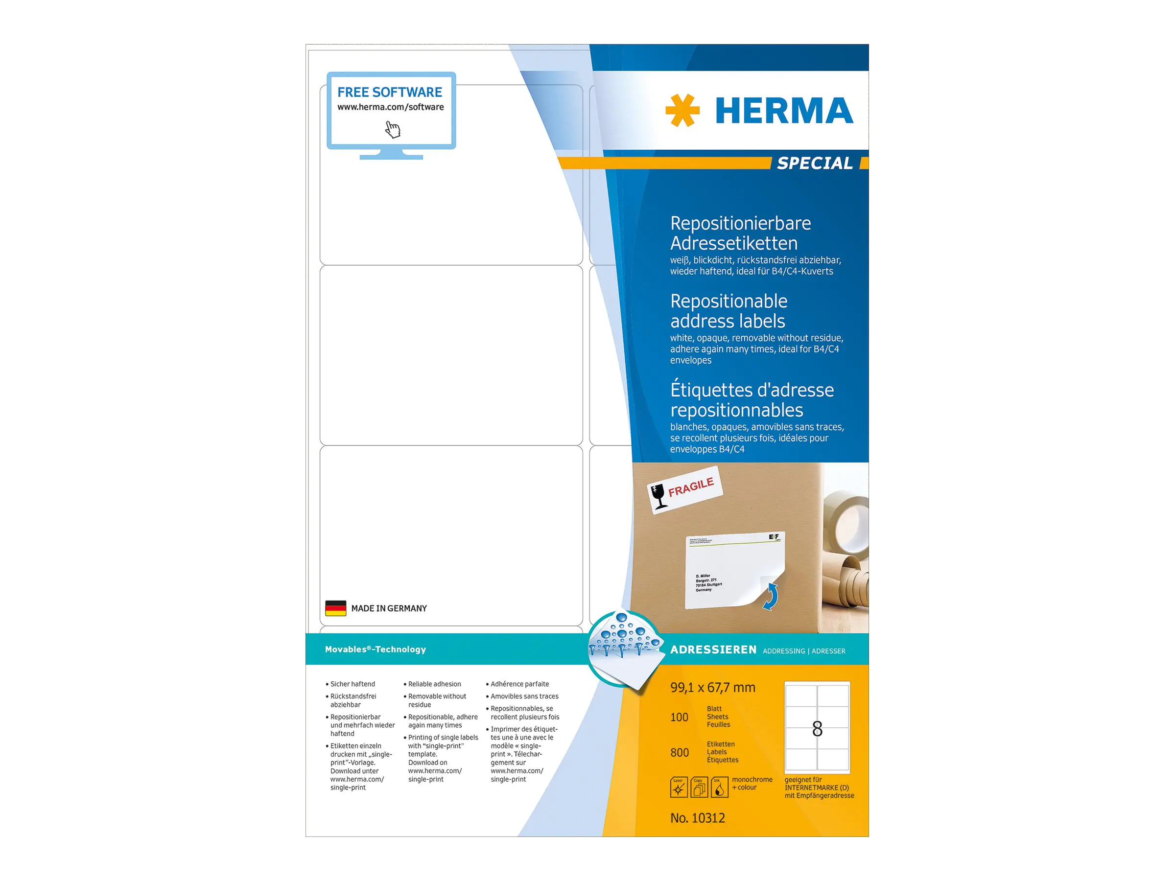 HERMA Special - Papier - matt - selbstklebend, neu positionierbar 10312