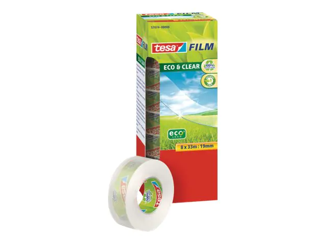 Tesa Tesafilm Eco & Clear - Büro-Klebeband - 19 mm x 33 m - transparent (Packung mit 8) 57074-00000-00