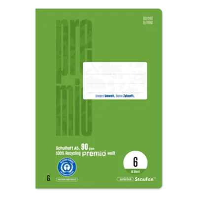 Staufen Schulheft Premio DIN A5 blanko 6 16 Bl.