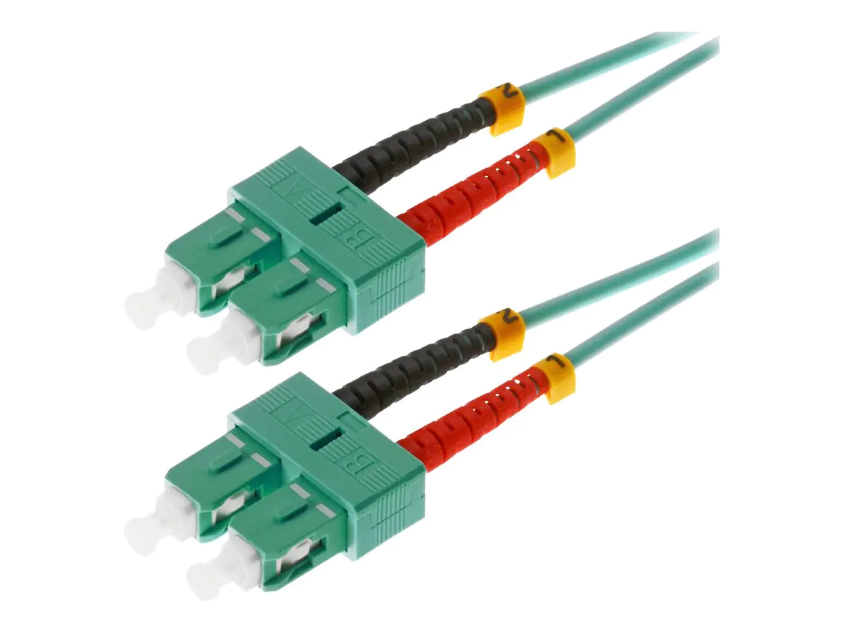Helos - Patch-Kabel - SC multi-mode (M) bis SC multi-mode (M) - 2 m - Glasfaser - Duplex - 50/125 Mikrometer - OM3 - Aquamarin Helos - Patch-Kabel - SC multi-mode (M) bis SC multi-mode (M) - 2 m - Glasfaser - Duplex - 50/125 Mikrometer - OM3 - Aquamarin