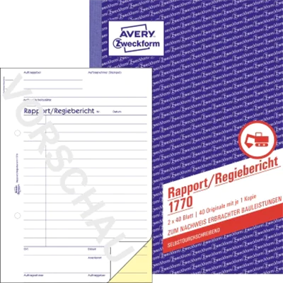 Avery Zweckform Rapport 1770 DIN A5 2x40Blatt Avery Zweckform Rapport 1770 DIN A5 2x40Blatt