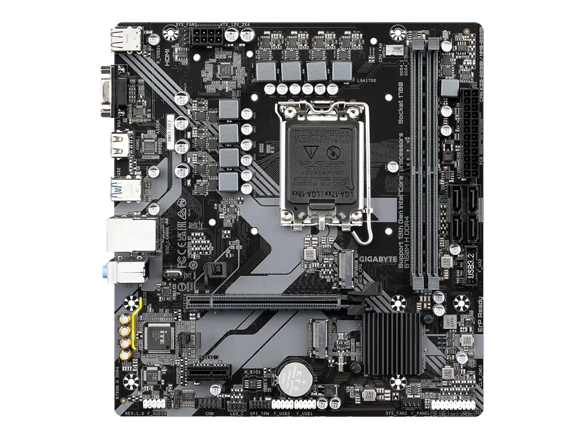 Gigabyte B760M H DDR4 - 1.0 - Motherboard - micro ATX - LGA1700 Sockel - B760 Chipsatz - USB 3.2 Gen 1 - Gigabit LAN - Onboard-Grafik (CPU erforderlich)