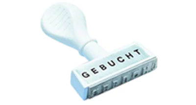 WEDO Textstempel GEBUCHT 19312 45mm Kunststoff weiß