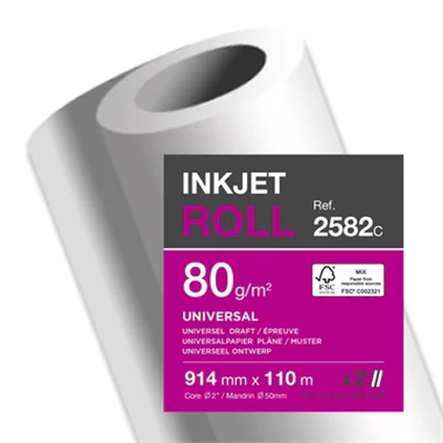 Clairefontaine Inkjetplotterpapier UNIVERSAL 914 mm x 110 m (B x L) 80g/m² hochweiß 2 Rl./Pack.