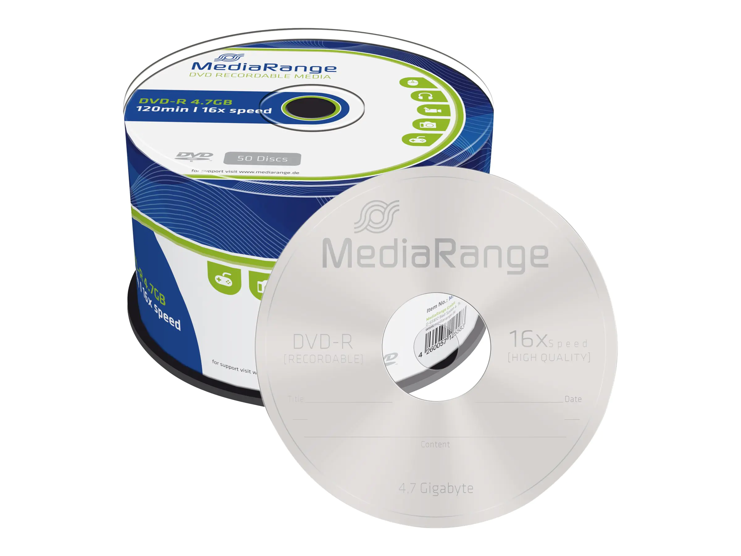 MediaRange - 50 x DVD-R - 4.7 GB (120 Min.) 16x - Spindel MediaRange - 50 x DVD-R - 4.7 GB (120 Min.) 16x - Spindel