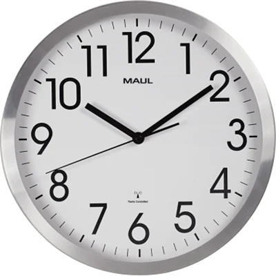 MAUL Funkwanduhr MAULmove DCF77 30cm rund analog Alu si MAUL Funkwanduhr MAULmove DCF77 30cm rund analog Alu si