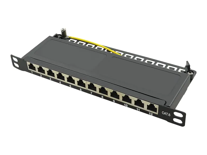 LogiLink - Patch Panel - Rack montierbar - CAT 6 - STP - RJ-45 X 12 - Schwarz, RAL 9005 - 0.5U - 25.4 cm (10")