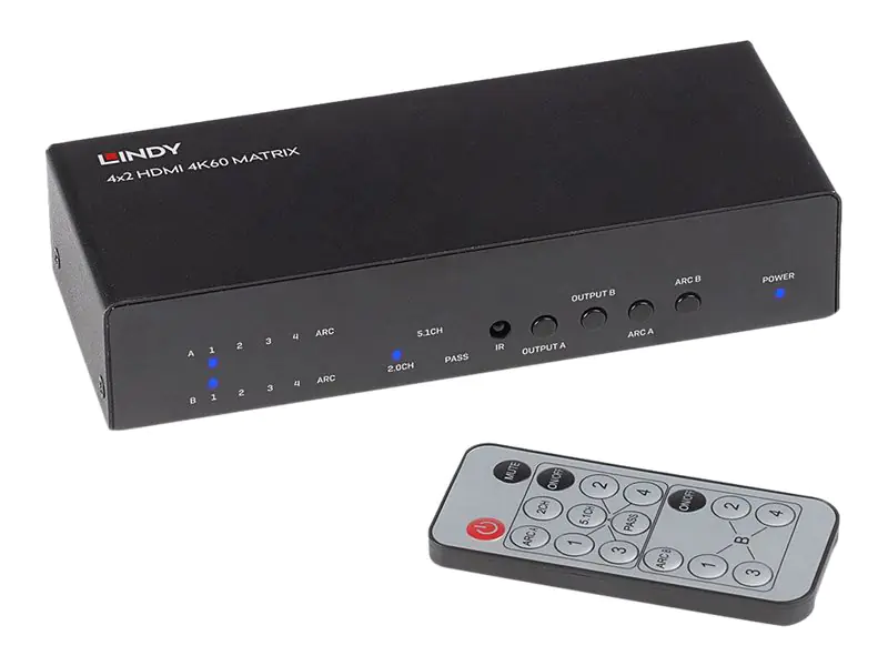Lindy 4x2 HDMI 2.0 18G Matrix Switch - Video/Audio-Schalter - Desktop Lindy 4x2 HDMI 2.0 18G Matrix Switch - Video/Audio-Schalter - Desktop