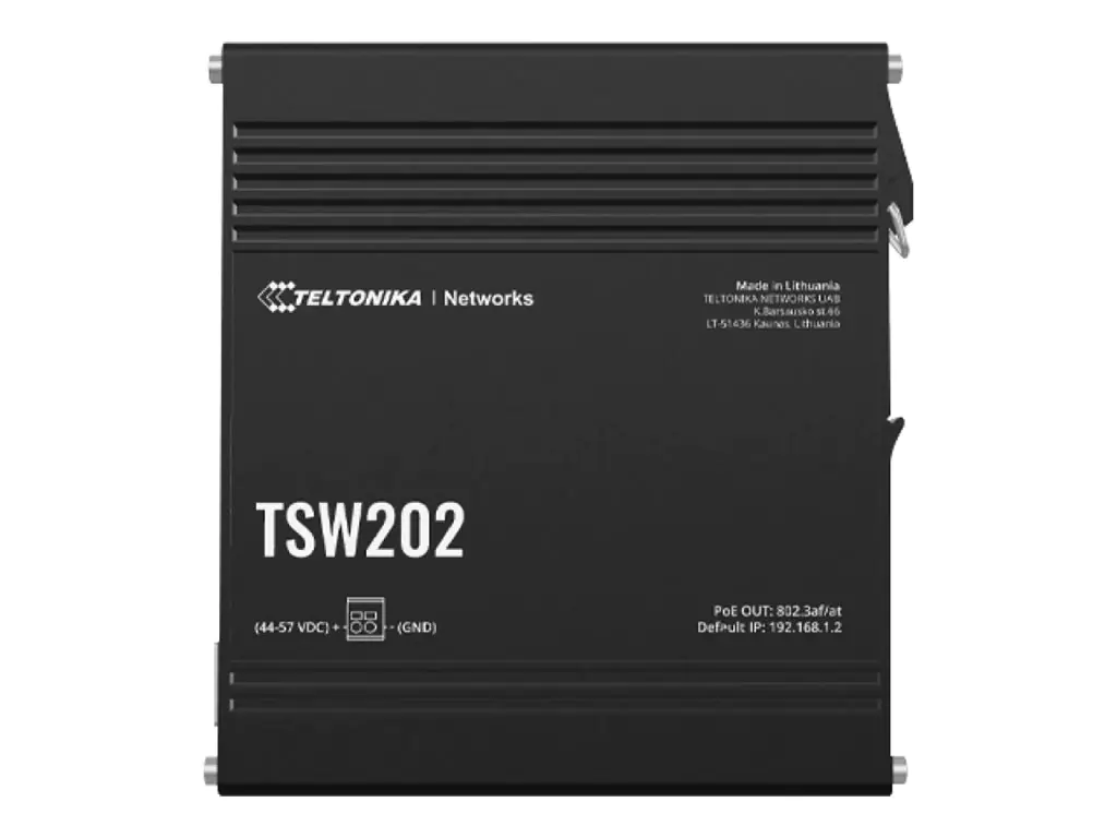 Teltonika TSW202 - Switch - managed - 8 x 10/100/1000 (PoE+) + 2 x SFP - an DIN-Schiene montierbar - PoE+ (240 W) Teltonika TSW202 - Switch - managed - 8 x 10/100/1000 (PoE+) + 2 x SFP - an DIN-Schiene montierbar - PoE+ (240 W)