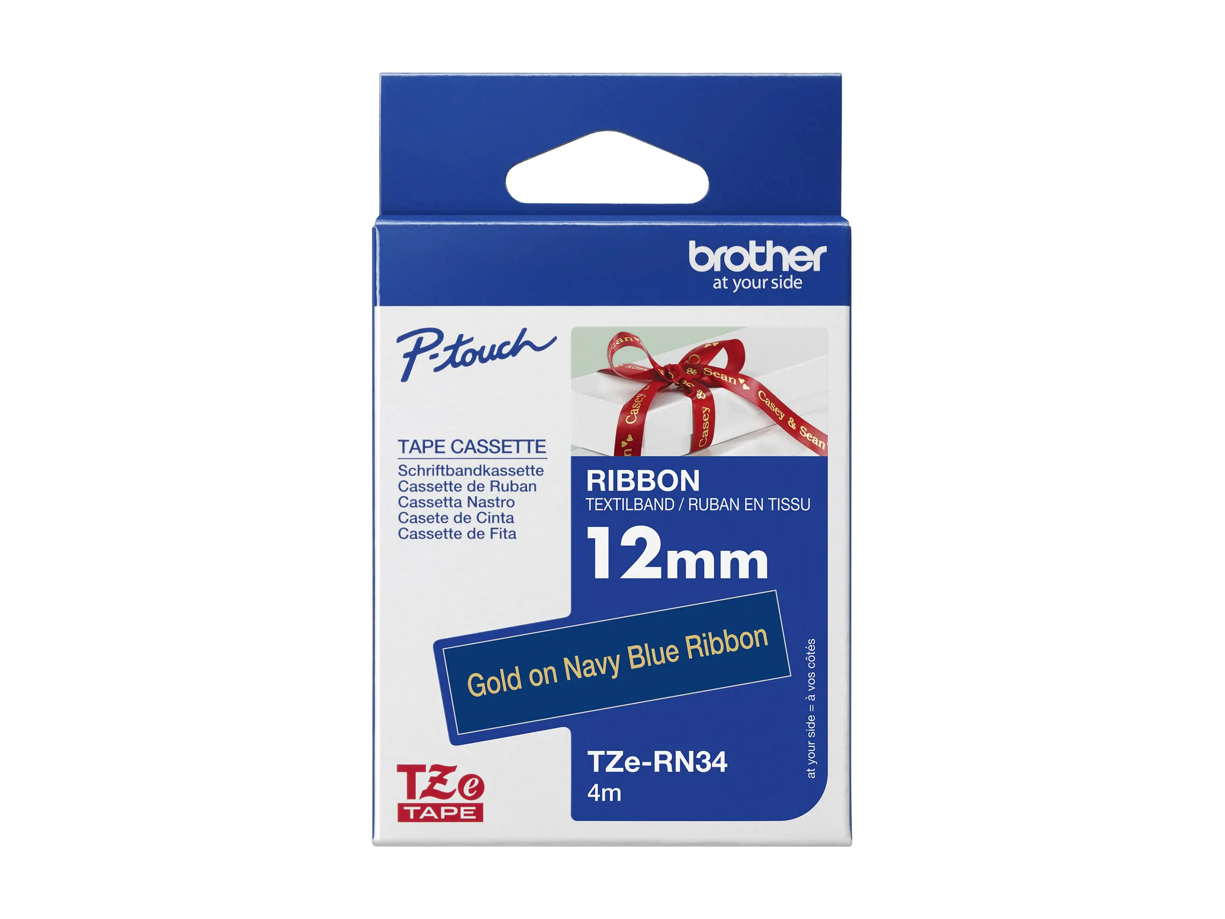 Brother TZe-RN34 - Gold auf Marineblau - Rolle (1,2 cm x 4 m) TZERN34
