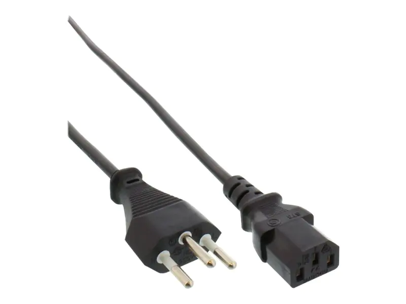 InLine - Stromkabel - SEV 1011 (S) bis IEC 60320 C13 - 250 V - 10 A - 50 cm - Schwarz - Schweiz