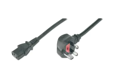 ASSMANN - Stromkabel - power IEC 60320 C13 zu BS 1363 (M) - Wechselstrom 250 V - 1.8 m - 90° Stecker, geformt - Schwarz - Großbritannien