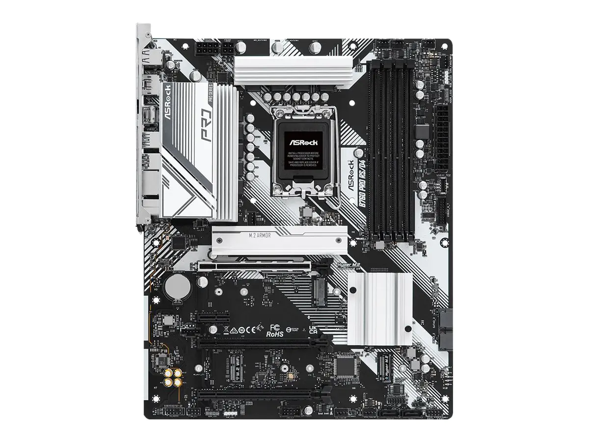 ASRock B760 PRO RS/D4 - Motherboard - ATX - LGA1700 Sockel - B760 Chipsatz - USB-C 3.2 Gen2, USB-C 3.2 Gen 1, USB 3.2 Gen 1 - 2.5 Gigabit LAN - Onboard-Grafik (CPU erforderlich) 90-MXBL80-A0UAYZ