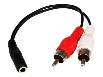 StarTech 15cm Audio Kabel 3,5mm Klinke auf 2x Cinch (Buchse/Stecker) - Klinkenstecker/RCA Y-Kabel mit 3,5mm Klinke und 2 RCA/Cinch - Audiokabel - RCA x 2 männlich zu mini-phone stereo 3.5 mm weiblich - 15.24 cm - Schwarz - für P/N: MU15MMS, MU6MMS