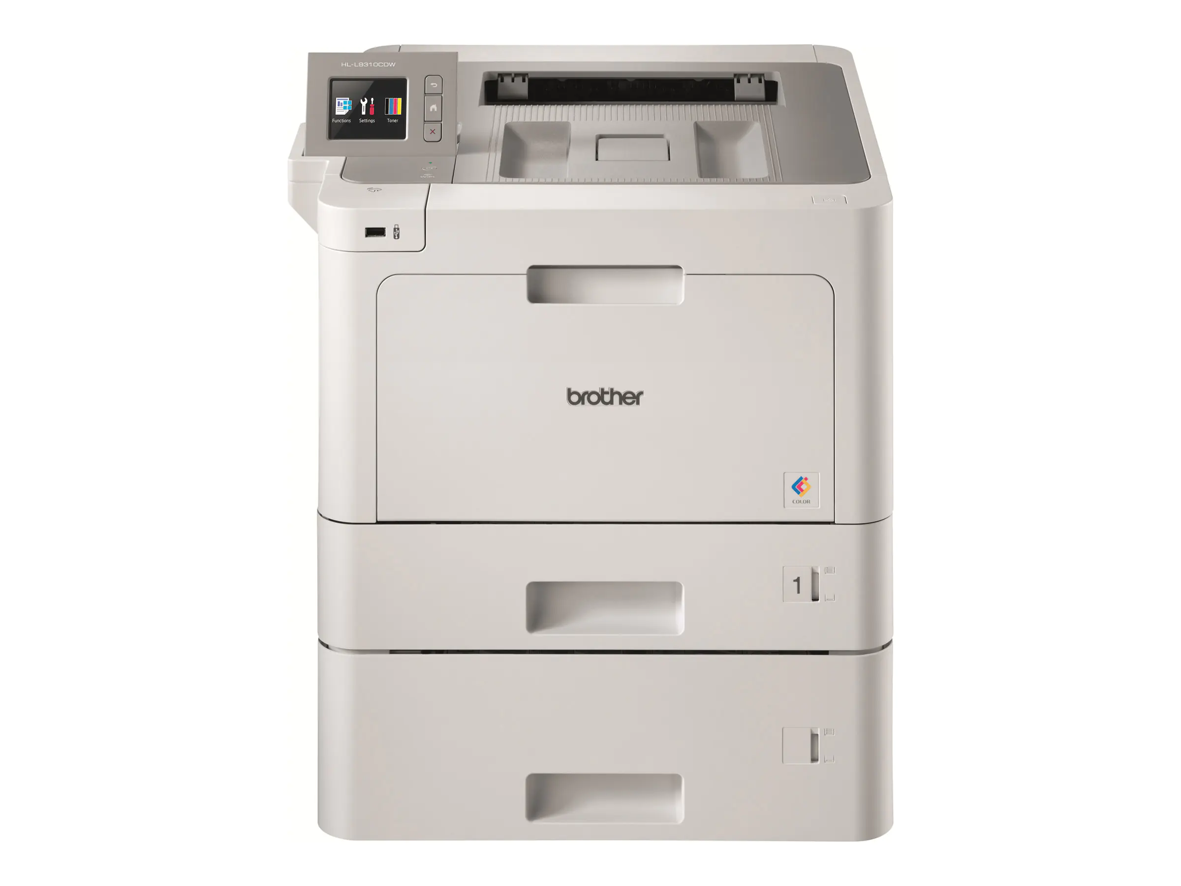 Brother HL-L9310CDWT - Drucker - Farbe - Duplex - Laser - A4/Legal - 2400 x 600 dpi - bis zu 31 Seiten/Min. (einfarbig)/ bis zu 31 Seiten/Min. (Farbe) - Kapazität: 800 Blätter - USB 2.0, Gigabit LAN, Wi-Fi(n), USB-Host, NFC mit Brother PRINT AirBag für 40