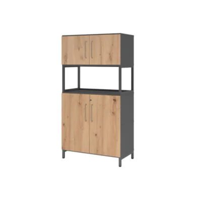 Hammerbacher Regalschrank FlexWall 800 x 1.532 x 417 mm (B x H x T) Flügeltür ohne Rollen Holz