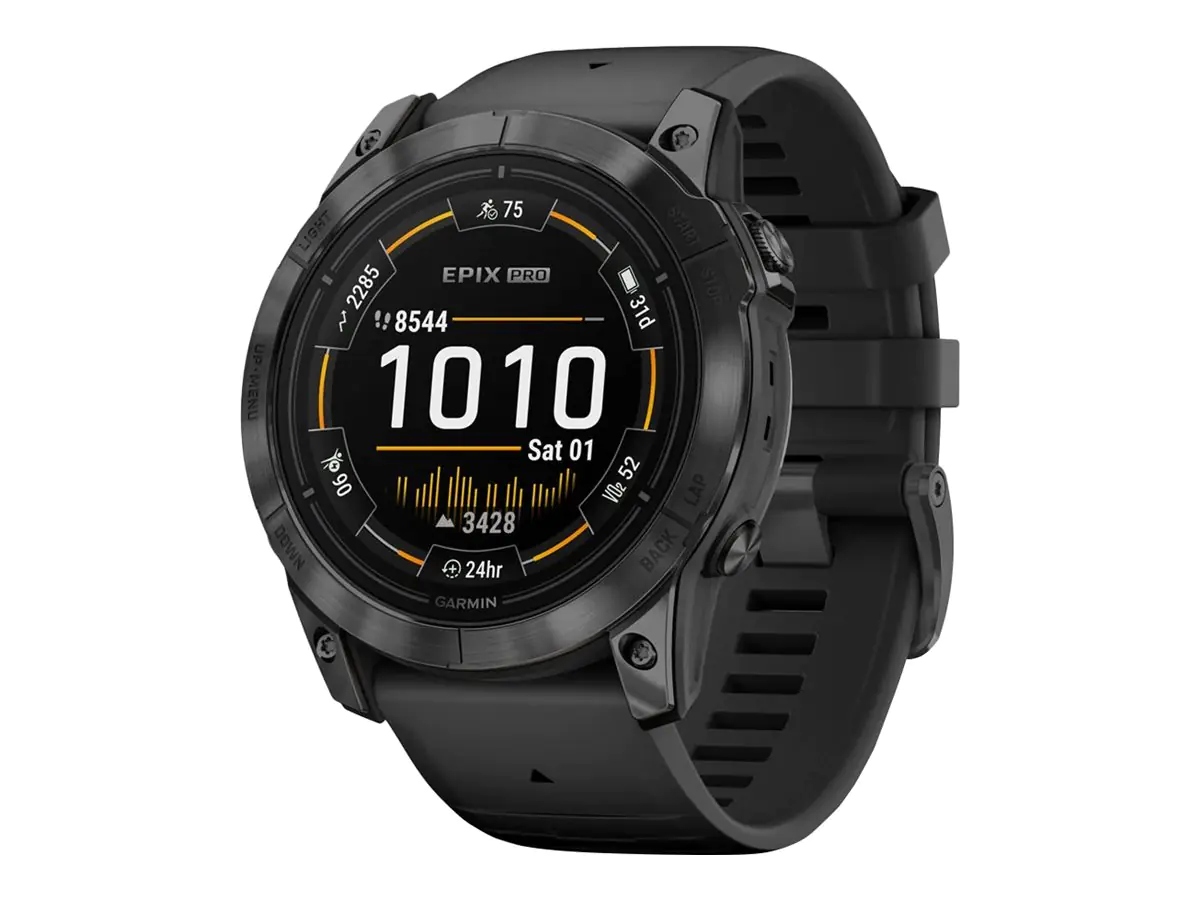 Garmin epix Pro - Standard Edition - 51 mm - faserverstärktes Polymer in Slate Gray - intelligente Uhr mit Band - Silikon - schwarz - Handgelenkgröße: 127-210 mm - Anzeige 3.556 cm (1.4") - 32 GB - Bluetooth, Wi-Fi, ANT+ - 98 g