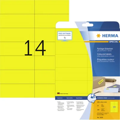 HERMA Etikett SPECIAL 5058 105x42,3mm gelb 280 St./Pack.