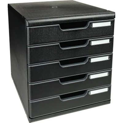 Exacompta Schubladenbox MODULO 5 Schubladen DIN A4+ Polystyrol Gehäusefarbe: schwarz Farbe der Schublade: schwarz Exacompta Schubladenbox MODULO 5 Schubladen DIN A4+ Polystyrol Gehäusefarbe: schwarz Farbe der Schublade: schwarz
