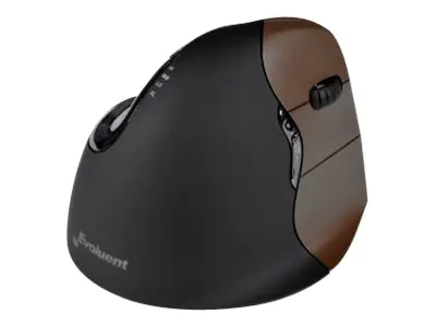 Bakker Evoluent4 Mouse Small Wireless (Right Hand), rechts, Vertikale Ausführung, Laser, RF Wireless, 2600 DPI, Schwarz, Braun BNEEVR4SW