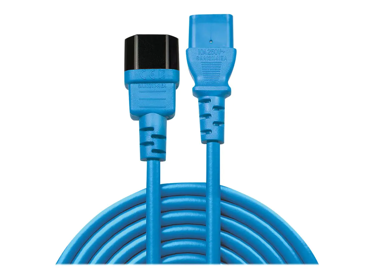 Lindy - Spannungsversorgungs-Verlängerungskabel - IEC 60320 C14 bis IEC 60320 C13 - 2 m - geformt - Blau