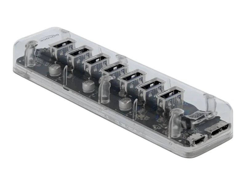 DeLOCK Externer USB 3.0 Hub mit 7 Ports transparent - Hub - 7 x SuperSpeed USB 3.0 - Desktop DeLOCK Externer USB 3.0 Hub mit 7 Ports transparent - Hub - 7 x SuperSpeed USB 3.0 - Desktop