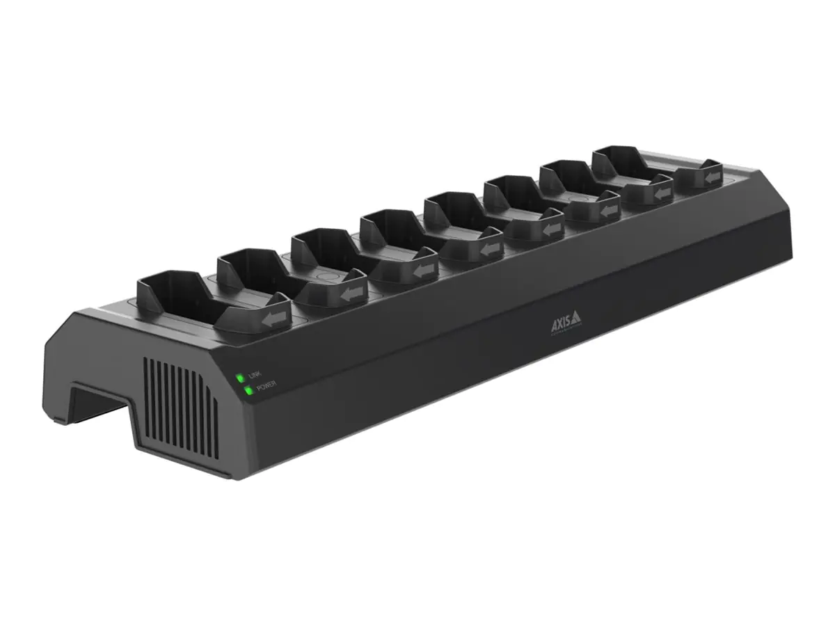 Axis W701 Mk II - Station zum Laden und Synchronisieren - 120 Watt - 8 Ausgabeanschlussstellen (Steckverbinder für Bodycam) - schwarz NCS S 9000-N - Europa - für AXIS W101, W101 Body Worn Camera, W120, W800