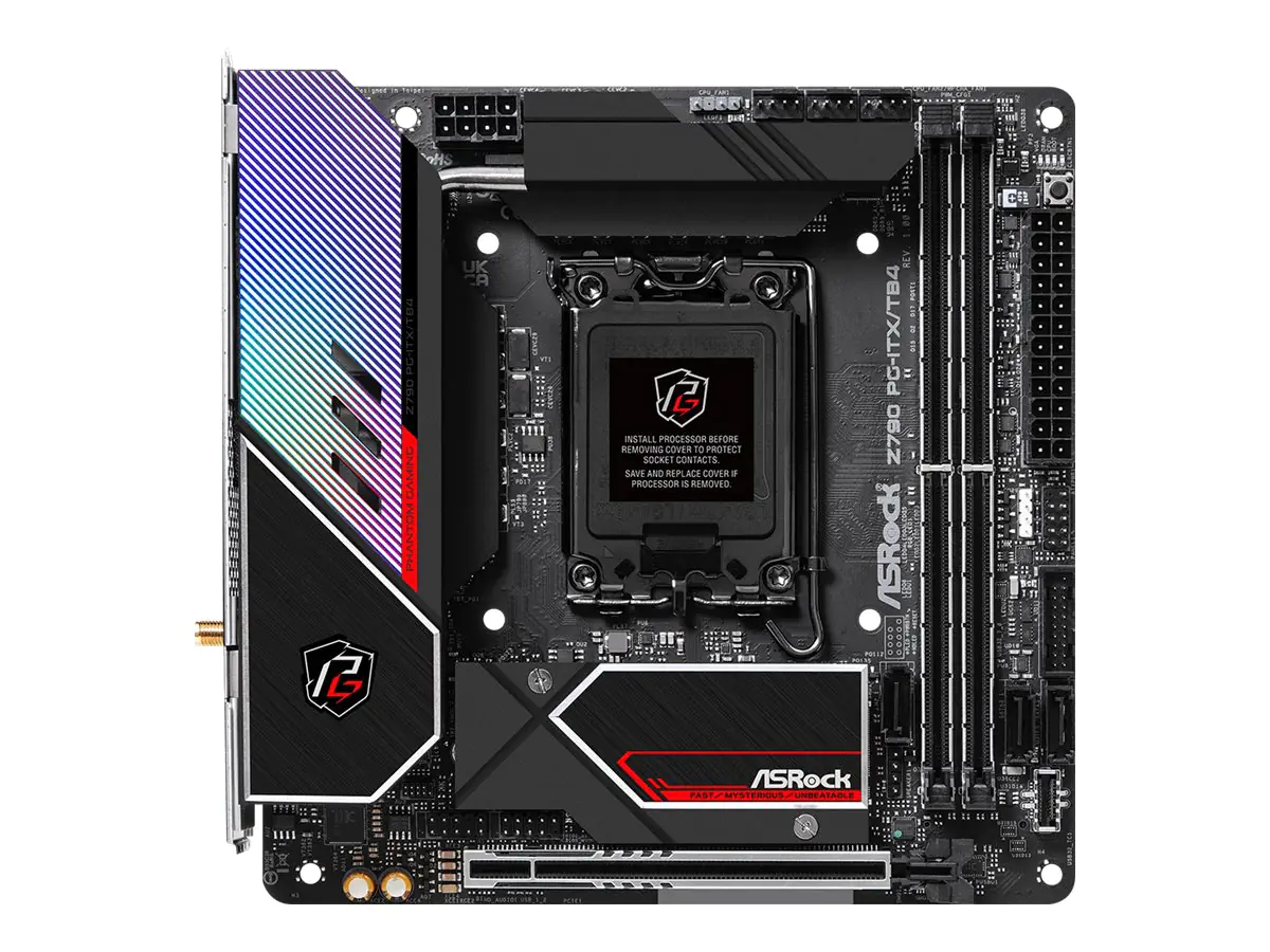ASRock Z790 PG-ITX/TB4 - Motherboard - Mini-ITX - LGA1700-Sockel - Z790 Chipsatz - USB 3.2 Gen 1, USB 3.2 Gen 2, USB-C Gen 2x2, USB4 - Bluetooth, 2.5 Gigabit LAN, Wi-Fi - Onboard-Grafik (CPU erforderlich) - High Definition Audio (7.1-channel)