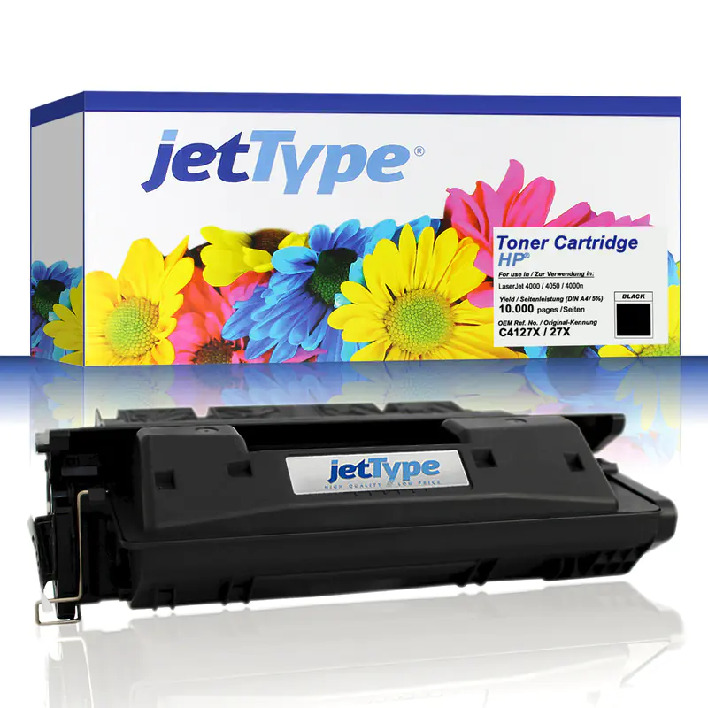 jetType Toner kompatibel zu HP C4127X 27X schwarz 10.000 Seiten Große Füllmenge 1 Stück jetType Toner kompatibel zu HP C4127X 27X schwarz 10.000 Seiten Große Füllmenge 1 Stück