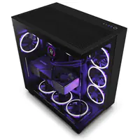 NZXT H series H9 Flow - Mid tower - ATX - Seitenteil mit Fenster (gehärtetes Glas) - keine Spannungsversorgung - mattschwarz - USB/Audio