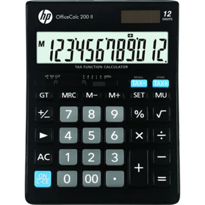 HP Tischrechner OfficeCalc 200 II 125 x 30 x 179 mm (B x H x T) Solar-Energie, Batterie schwarz HP Tischrechner OfficeCalc 200 II 125 x 30 x 179 mm (B x H x T) Solar-Energie, Batterie schwarz